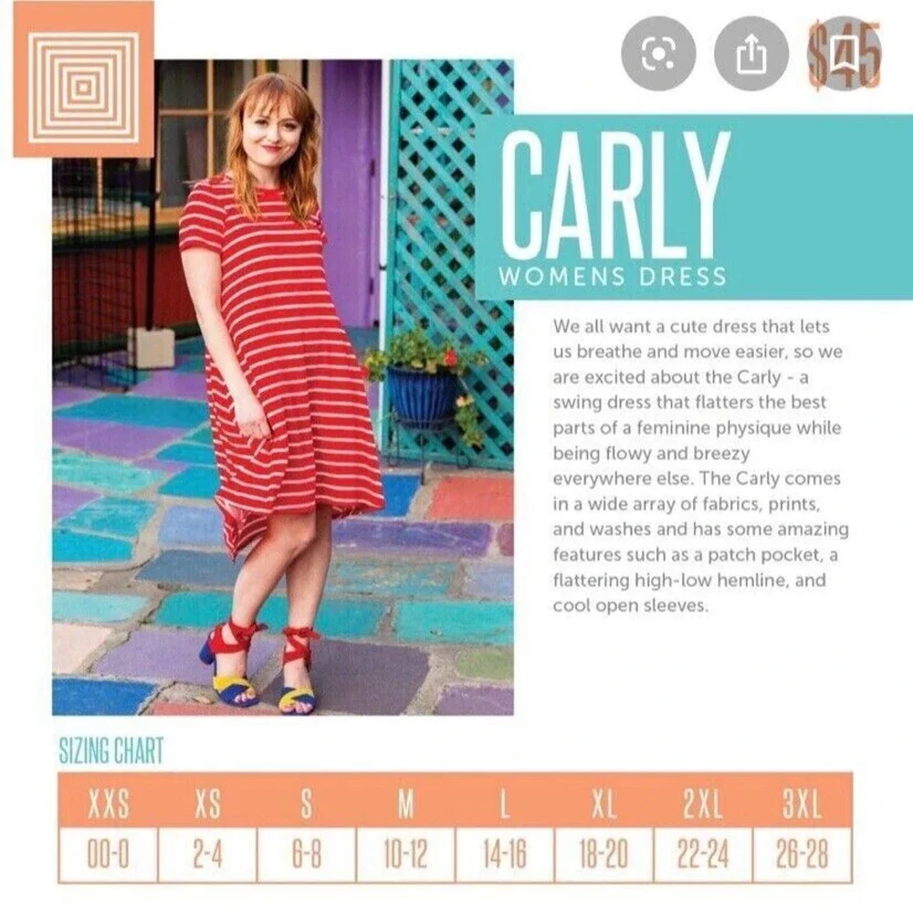 🦄 Lularoe Carly Dress Fall Autumn Leaf Stretch Hi-Lo Short Sleeve Plus Size 3XL - Picture 6 of 6